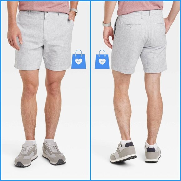 Size 30 - Mens Every Wear 7in Flat Front Chino Shorts - Goodfellow Co - Gray - Picture 1 of 5